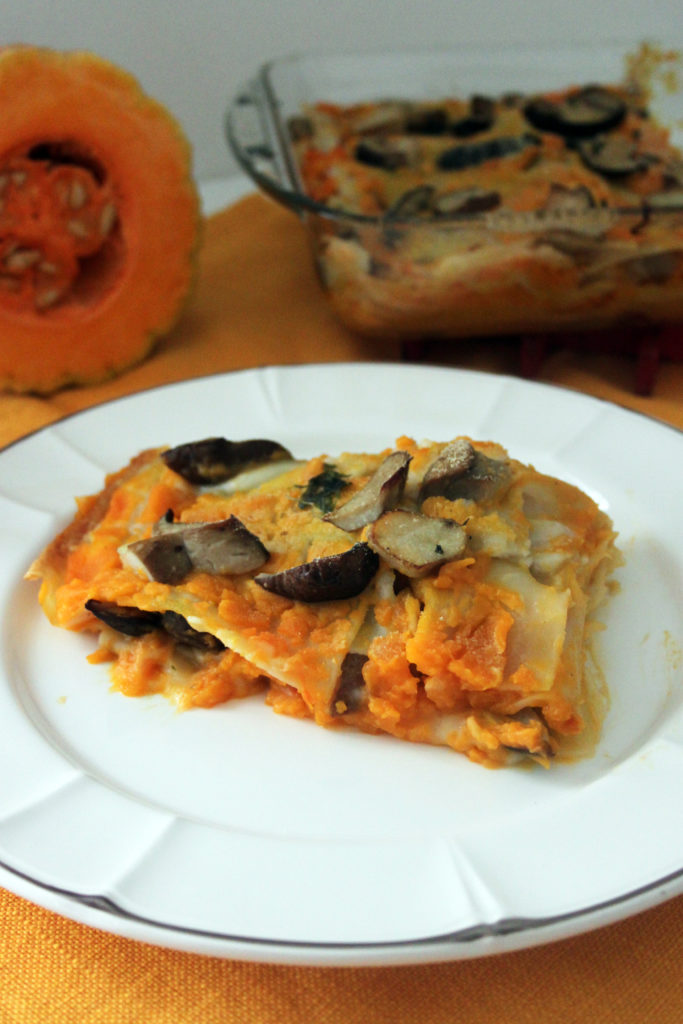 lasagna vegan zucca e funghi porcini