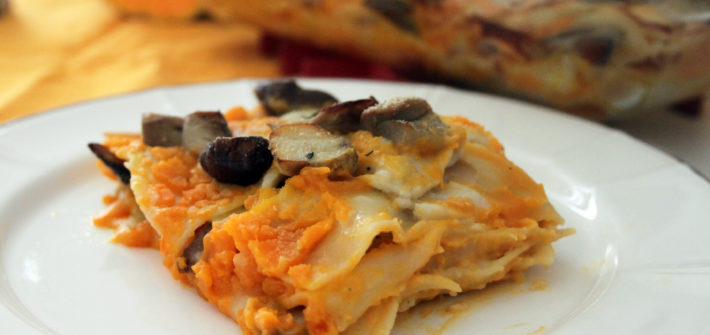 lasagne vegan zucca e funghi