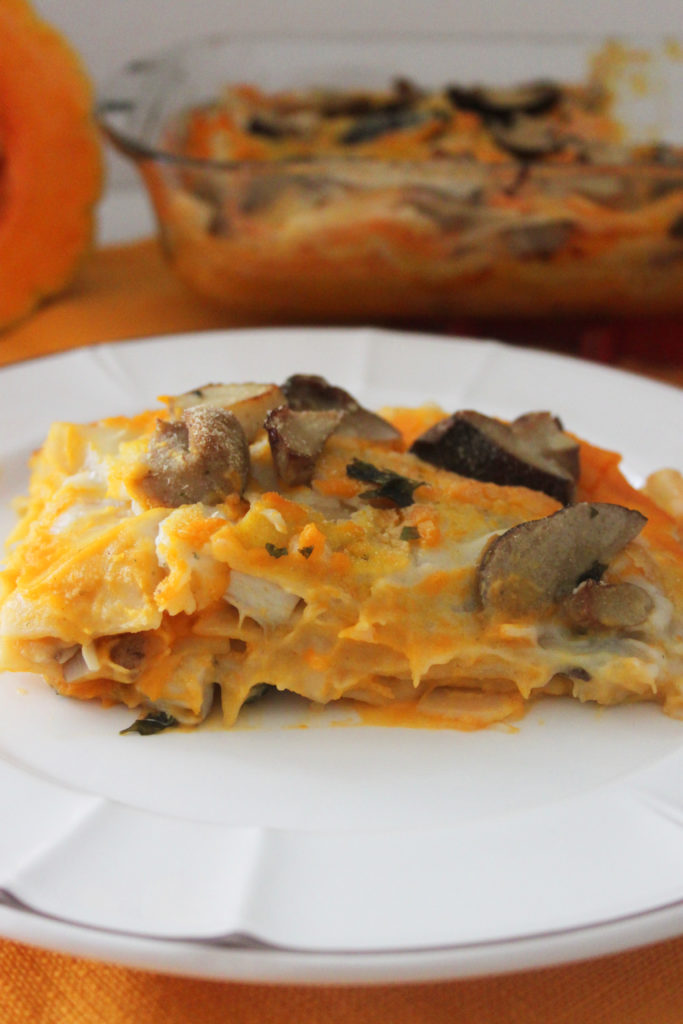 lasagna vegan zucca e funghi porcini