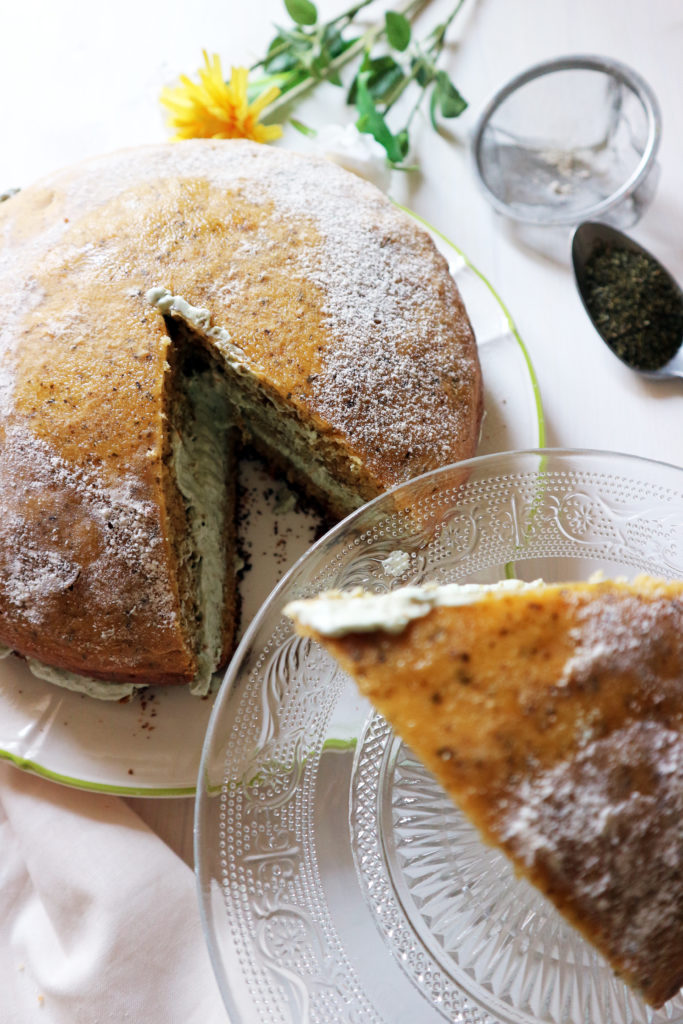 torta vegan al tè matcha