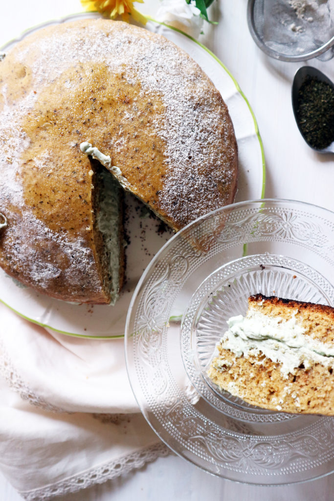 torta vegan al tè matcha