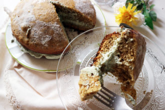torta vegan al tè matcha e vaniglia