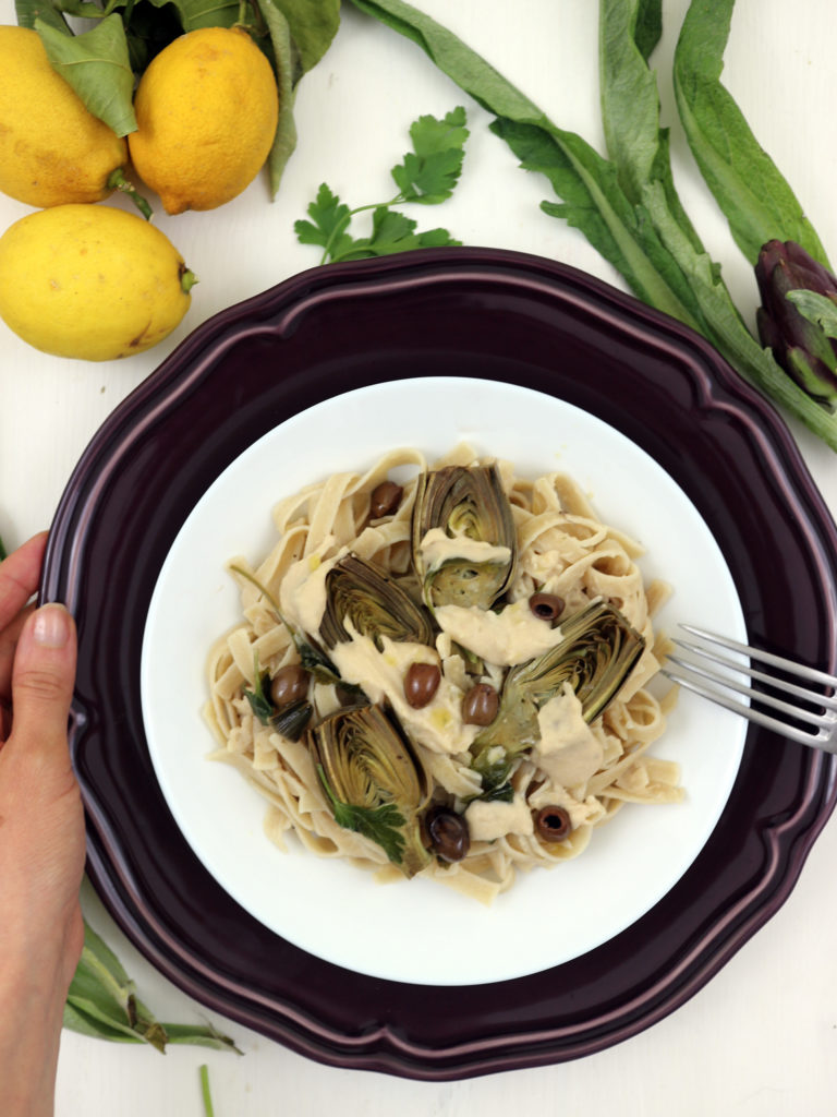 pasta vegan con castraure di Sant'Erasmo