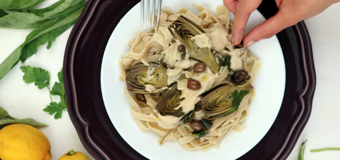 pasta vegana con le castraure di Sant'Erasmo