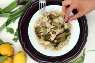 pasta vegana con le castraure di Sant'Erasmo