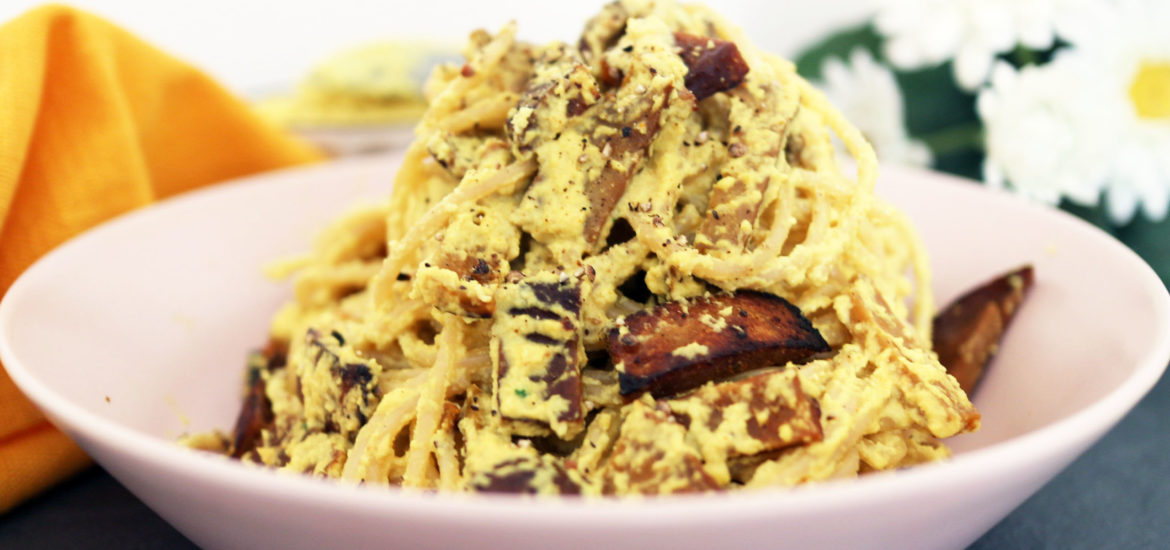 carbonara vegana senza panna con anacardi