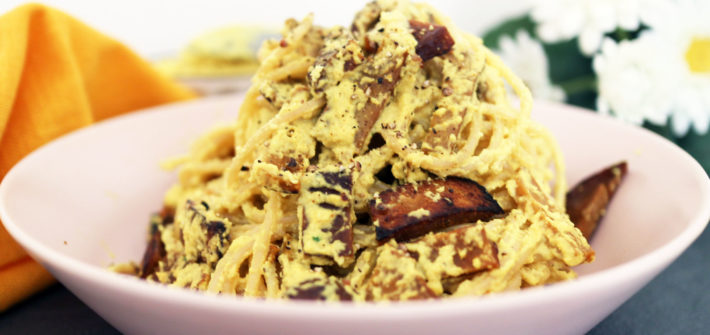 carbonara vegana senza panna con anacardi